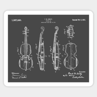 Horizontal Violin Patent White Sticker